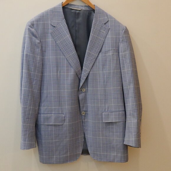 CANALI blue white check plaid blazer wool sport coat preppy old money 40R office - Picture 3 of 11